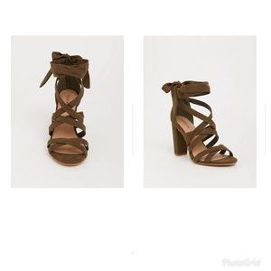 Torrid  Olive Strap Wrap Lace Up Heel